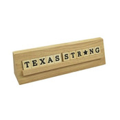Wholesale - 8x2 TEXAS STRONG Print Puzzle Piece Wedge Wood Stand Tabletop, UPC: 651961772071